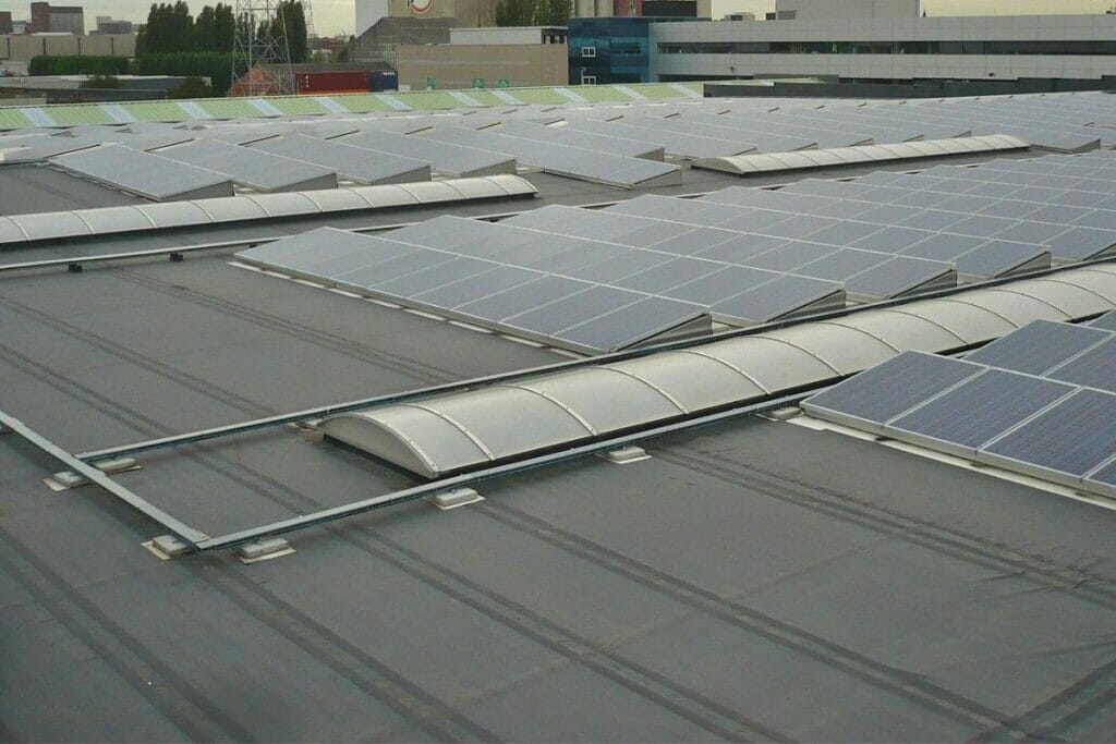 Solar panels on apartment roof