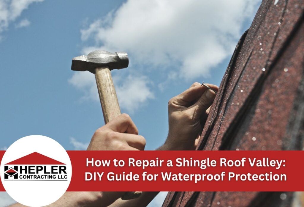 person holding hammer about to hit nail on roof